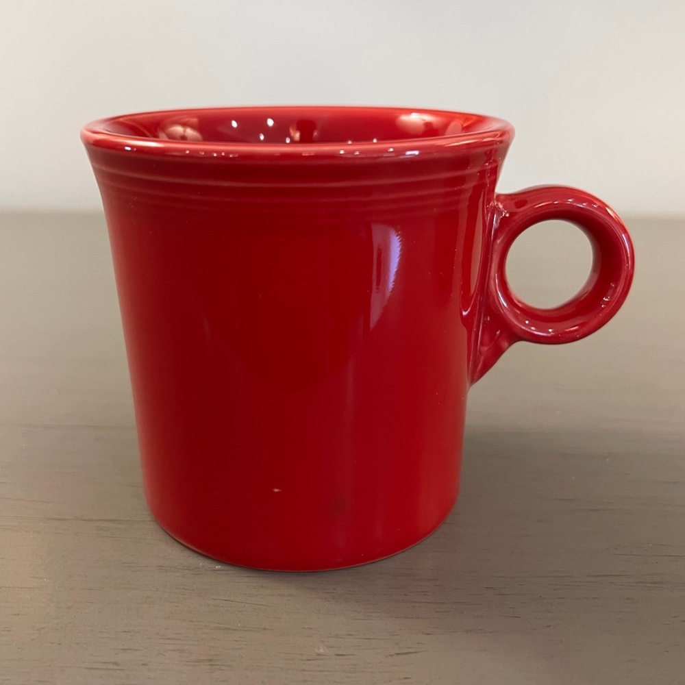Homer Laughlin Fiesta Ware Coffee Tea Mug Tom & Jerry Ring Handle Red Cup USA